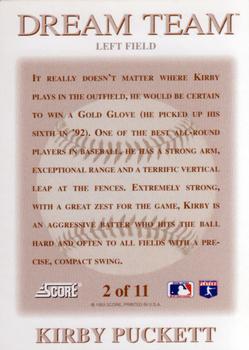 1993 Score - Gold Dream Team #2 Kirby Puckett Back