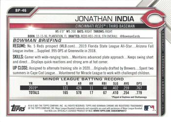 2021 Bowman - Prospects Neon Green #BP-46 Jonathan India Back