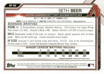 2021 Bowman - Prospects Neon Green #BP-60 Seth Beer Back
