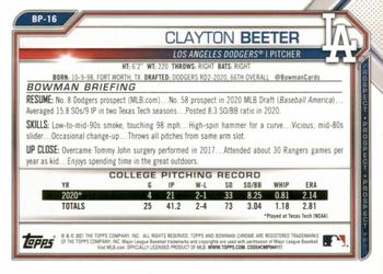 2021 Bowman - Prospects Fuchsia #BP-16 Clayton Beeter Back