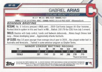 2021 Bowman - Prospects Fuchsia #BP-89 Gabriel Arias Back