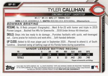 2021 Bowman - Prospects Fuchsia #BP-91 Tyler Callihan Back