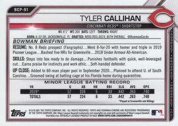 2021 Bowman - Chrome Prospects Fuchsia Refractor #BCP-91 Tyler Callihan Back