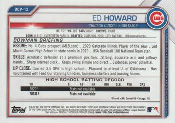 2021 Bowman - Chrome Prospects Fuchsia Shimmer Refractor #BCP-12 Ed Howard Back