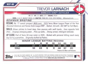 2021 Bowman - Chrome Prospects Fuchsia Shimmer Refractor #BCP-80 Trevor Larnach Back