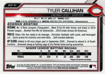 2021 Bowman - Chrome Prospects Fuchsia Shimmer Refractor #BCP-91 Tyler Callihan Back