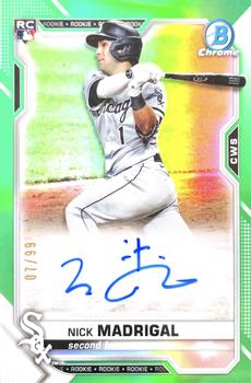 2021 Bowman - Chrome Rookie Autographs Green Refractor #CRA-NM Nick Madrigal Front