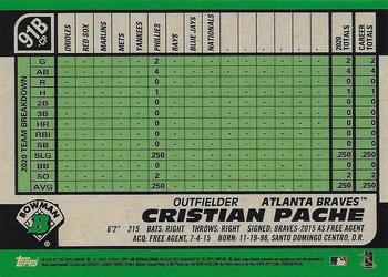 2021 Bowman - 1991 Bowman Baseball Aqua Refractor #91B-CP Cristian Pache Back