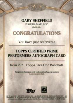 2021 Topps Tier One - Prime Performers Autographs #PPA-GSH Gary Sheffield Back