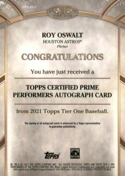 2021 Topps Tier One - Prime Performers Autographs #PPA-ROS Roy Oswalt Back