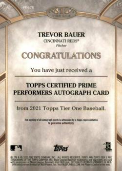 2021 Topps Tier One - Prime Performers Autographs #PPA-TB Trevor Bauer Back