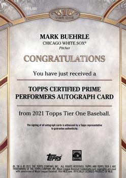 2021 Topps Tier One - Prime Performers Autographs Silver Ink #PPA-MB Mark Buehrle Back