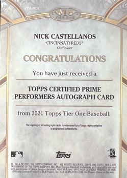 2021 Topps Tier One - Prime Performers Autographs Silver Ink #PPA-NCA Nick Castellanos Back