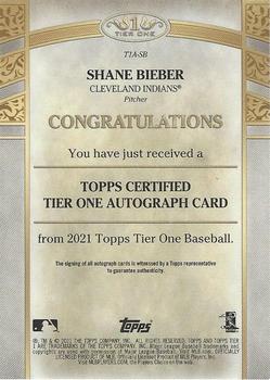 2021 Topps Tier One - Tier One Autographs #T1A-SB Shane Bieber Back