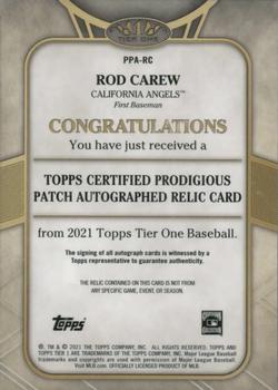 2021 Topps Tier One - Autographed Prodigious Patches #PPA-RC Rod Carew Back