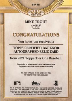2021 Topps Tier One - Tier One Autographed Bat Knobs #BKA-MT Mike Trout Back
