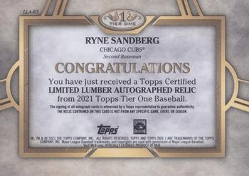 2021 Topps Tier One - Tier One Autographed Limited Lumber #LLA-RS Ryne Sandberg Back