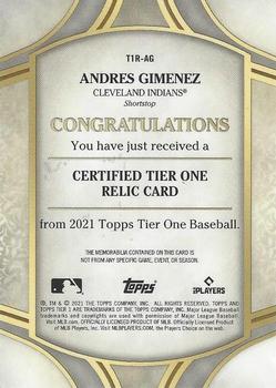 2021 Topps Tier One - Tier One Relics #T1R-AG Andres Gimenez Back