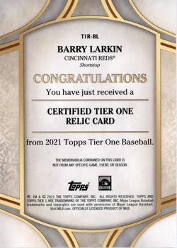 2021 Topps Tier One - Tier One Relics #T1R-BL Barry Larkin Back