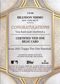 2021 Topps Tier One - Tier One Relics #T1R-BN Brandon Nimmo Back