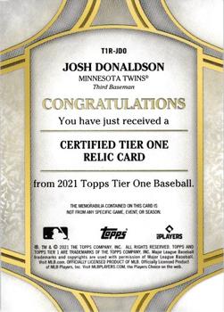 2021 Topps Tier One - Tier One Relics #T1R-JDO Josh Donaldson Back