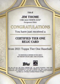 2021 Topps Tier One - Tier One Relics #T1R-JT Jim Thome Back