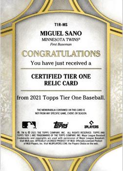 2021 Topps Tier One - Tier One Relics #T1R-MS Miguel Sano Back