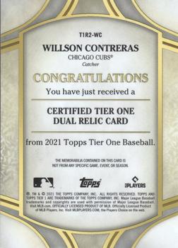 2021 Topps Tier One - Tier One Relics Dual Patch #T1R2-WC Willson Contreras Back