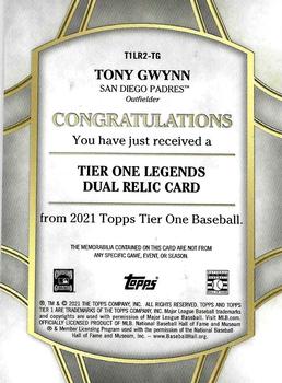 2021 Topps Tier One - Tier One Legends Relics Dual Patch #T1LR2-TG Tony Gwynn Back