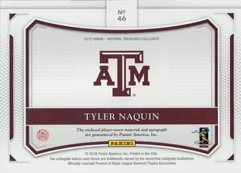 2016 Panini National Treasures Collegiate - Colossal Prime Signatures #46 Tyler Naquin Back