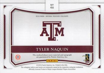 2016 Panini National Treasures Collegiate - Colossal Signatures #46 Tyler Naquin Back