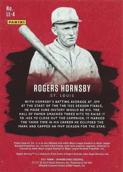 2021 Panini Diamond Kings - Legacy Lithographs #LL-4 Rogers Hornsby Back