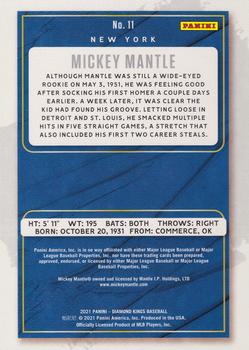 2021 Panini Diamond Kings - Artist's Proof Blue #11 Mickey Mantle Back