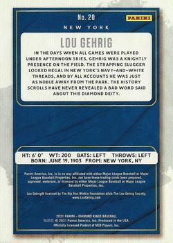 2021 Panini Diamond Kings - Framed Gray #20 Lou Gehrig Back