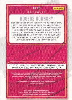 2021 Panini Diamond Kings - Framed Red #22 Rogers Hornsby Back