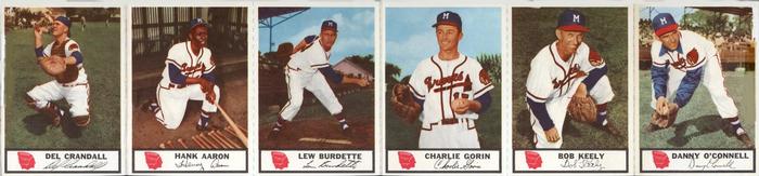 1955 Johnston Cookies - Panels #NNO Del Crandall / Hank Aaron / Lew Burdette / Charlie Gorin / Bob Keely / Danny O'Connell Front