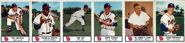 1955 Johnston Cookies - Panels #NNO Joe Adcock / Charlie White / Joe Jay / Andy Pafko / Dr. Charles K. Lacks / Chet Nichols Front
