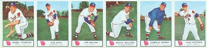 1955 Johnston Cookies - Panels #NNO Bobby Thomson / Bob Buhl / Jim Wilson / Bucky Walters / Charlie Grimm / Jack Dittmer Front