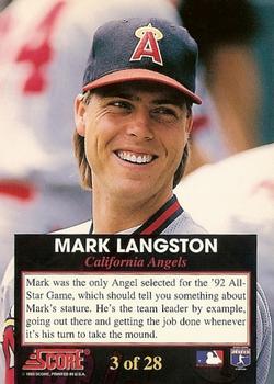 1993 Score - The Franchise #3 Mark Langston Back