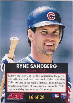 1993 Score - The Franchise #16 Ryne Sandberg Back