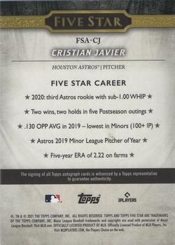 2021 Topps Five Star #FSA-CJ Cristian Javier Back