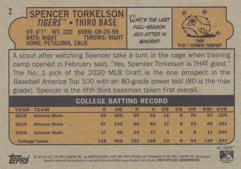 2021 Topps Heritage Minor League #2 Spencer Torkelson Back