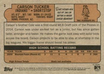 2021 Topps Heritage Minor League #3 Carson Tucker Back