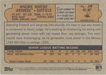 2021 Topps Heritage Minor League #5 Andre Nnebe Back