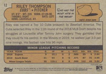 2021 Topps Heritage Minor League #12 Riley Thompson Back