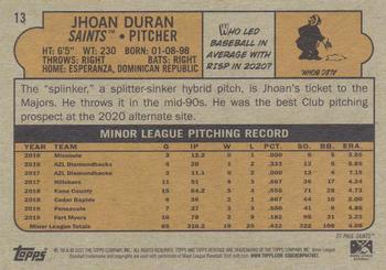 2021 Topps Heritage Minor League #13 Jhoan Duran Back
