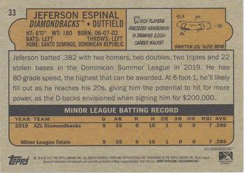 2021 Topps Heritage Minor League #33 Jeferson Espinal Back