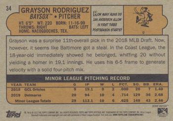 2021 Topps Heritage Minor League #34 Grayson Rodriguez Back