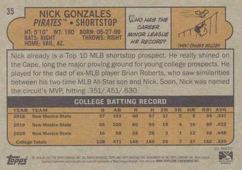 2021 Topps Heritage Minor League #35 Nick Gonzales Back