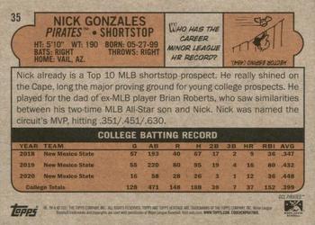 2021 Topps Heritage Minor League #35 Nick Gonzales Back